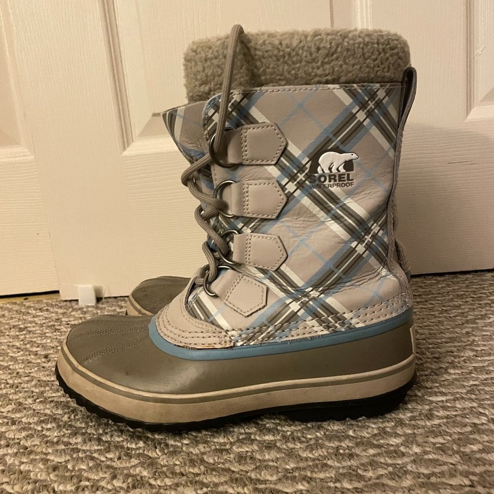 SOREL 1964 PAC Women’s Snow Boots Blue Plaid Size 6